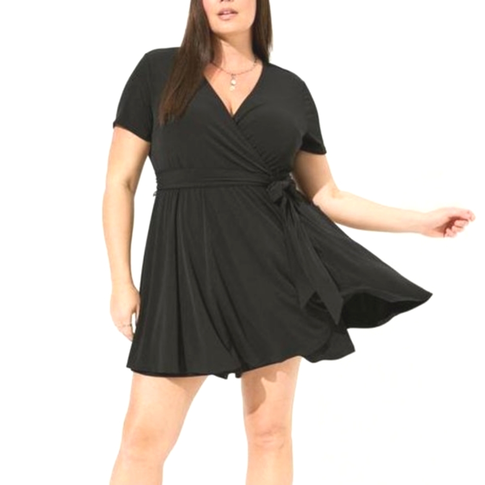 ❤️NWT TORRID ROMPER STUDIO KNIT SURPLICE SHORTS UNDER SKIRT - PLUS SIZE - Picture 1 of 8